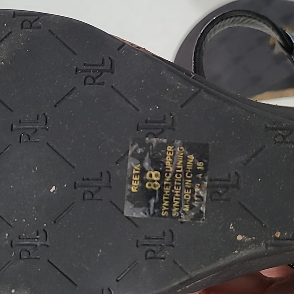 Lauren Ralph Lauren women's "Reeta" black thong wedge sandals size 8 - Picture 12 of 13